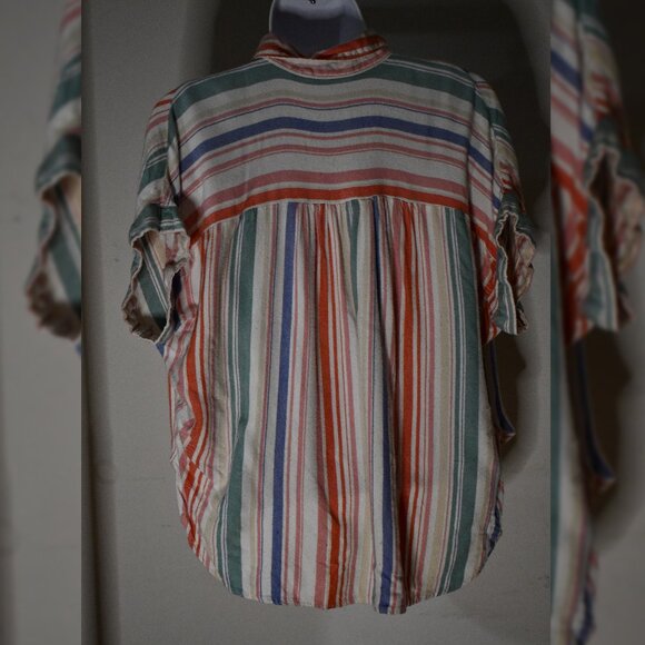 Women's Colorful Striped Summer Blouse - Picture 4 of 6